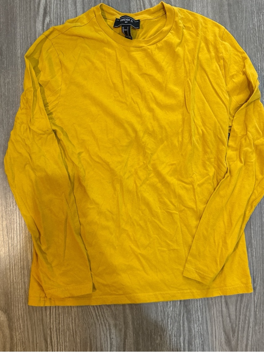 Forever 21 Men's Bright Yellow Long Sleeve Crew Tee